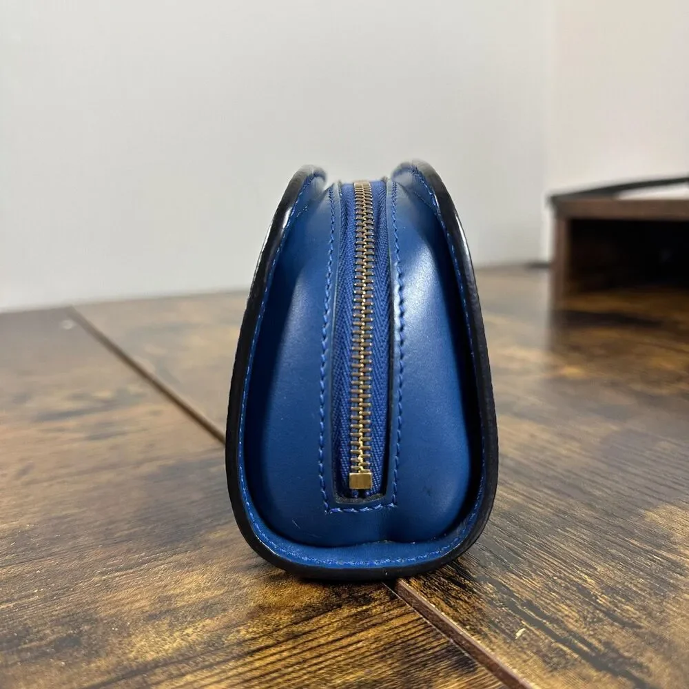 Louis Vuitton Epi Clutch Bag Womens Small Blue Leather France Cosmetic Pouch